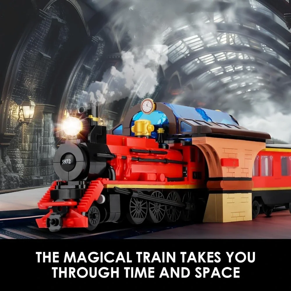 WALARLO 2 in 1 Harry Train & Bookshelf Building Set, Ideal Collectible 1068pc